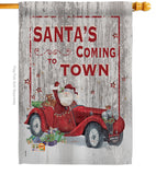 Santa's Coming to Town - Christmas Winter Vertical Impressions Decorative Flags HG114190 Made In USA