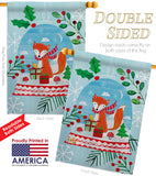 Snow Globe Fox - Christmas Winter Vertical Impressions Decorative Flags HG114203 Made In USA