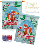 Snow Globe Fox - Christmas Winter Vertical Impressions Decorative Flags HG114203 Made In USA