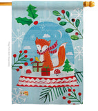 Snow Globe Fox - Christmas Winter Vertical Impressions Decorative Flags HG114203 Made In USA