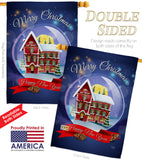 Winter Home Snowglobe - Christmas Winter Vertical Impressions Decorative Flags HG114220 Made In USA
