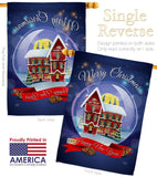 Winter Home Snowglobe - Christmas Winter Vertical Impressions Decorative Flags HG114220 Made In USA