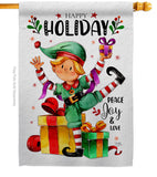 Elf Holiday - Christmas Winter Vertical Impressions Decorative Flags HG120019 Made In USA