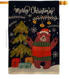 Christmas Daning Bear - Christmas Winter Vertical Impressions Decorative Flags HG130289 Made In USA