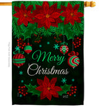 Poinsettia Ornaments - Christmas Winter Vertical Impressions Decorative Flags HG137307 Made In USA