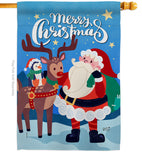 Santa with Friends - Christmas Winter Vertical Impressions Decorative Flags HG137312 Made In USA