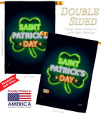 Saint Pat Neon - Christmas Winter Vertical Impressions Decorative Flags HG137313 Made In USA