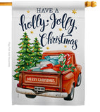 Holly Jolly Christmas - Christmas Winter Vertical Impressions Decorative Flags HG137332 Made In USA