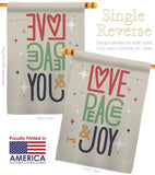 Love Peace & Joy - Christmas Winter Vertical Impressions Decorative Flags HG192050 Made In USA