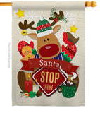 Santa Santa Stop Here - Christmas Winter Vertical Impressions Decorative Flags HG192052 Made In USA