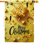 Golden Christmas - Christmas Winter Vertical Impressions Decorative Flags HG192250 Made In USA