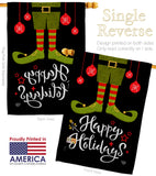 Elf Happy Holidays - Christmas Winter Vertical Impressions Decorative Flags HG192307 Made In USA