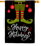 Elf Happy Holidays - Christmas Winter Vertical Impressions Decorative Flags HG192307 Made In USA