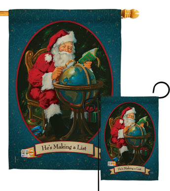 He's Making a List - Christmas Winter Vertical Impressions Decorative Flags HG114001 Made In USA