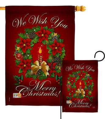 We Wish You - Christmas Winter Vertical Impressions Decorative Flags HG114003 Made In USA