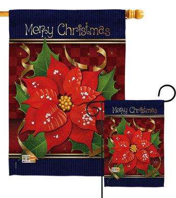 Poinsettia Love - Christmas Winter Vertical Impressions Decorative Flags HG114087 Made In USA