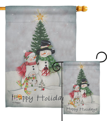 Snowman Family - Christmas Winter Vertical Impressions Decorative Flags HG114094 Made In USA