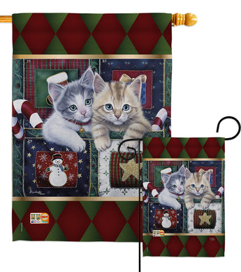 Christmas Calendar Kittens - Christmas Winter Vertical Impressions Decorative Flags HG114097 Made In USA