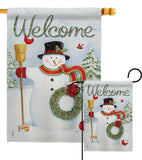 Snowman Wreath - Christmas Winter Vertical Impressions Decorative Flags HG114100 Made In USA