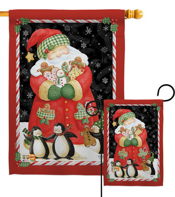 Santa & Cookies - Christmas Winter Vertical Impressions Decorative Flags HG114105 Made In USA