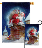 Chimney Santa - Christmas Winter Vertical Impressions Decorative Flags HG114106 Made In USA