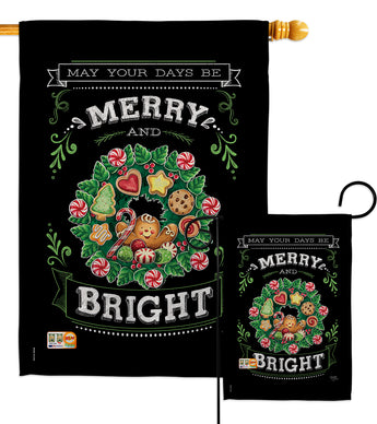 Merry & Bright - Christmas Winter Vertical Impressions Decorative Flags HG114115 Made In USA