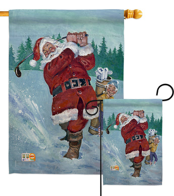 Snow Golfing Santa - Christmas Winter Vertical Impressions Decorative Flags HG114121 Made In USA