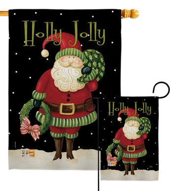 Holly Jolly Santa - Christmas Winter Vertical Impressions Decorative Flags HG114139 Made In USA