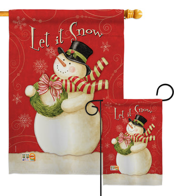 Scarf Snowman Let it Snow - Christmas Winter Vertical Impressions Decorative Flags HG114141 Made In USA