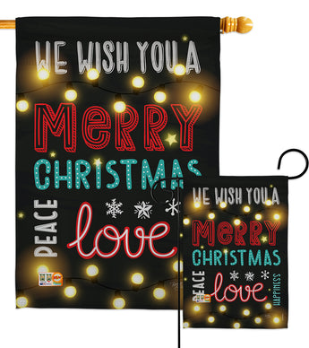 Lightful Merry Christmas Love - Christmas Winter Vertical Impressions Decorative Flags HG114144 Made In USA