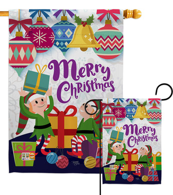 Santa Helper Merry Christams - Christmas Winter Vertical Impressions Decorative Flags HG114147 Made In USA