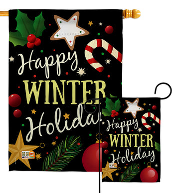 Happy Winter Holiday - Christmas Winter Vertical Impressions Decorative Flags HG114148 Made In USA