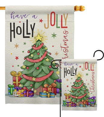 A Holly Jolly Christmas - Christmas Winter Vertical Impressions Decorative Flags HG114150 Made In USA