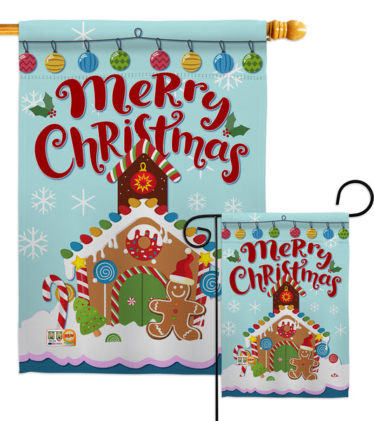 Christmas Gingerbread House - Christmas Winter Vertical Impressions Decorative Flags HG114151 Made In USA