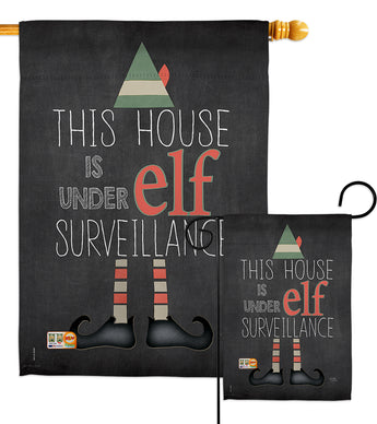 Elf Surveillance - Christmas Winter Vertical Impressions Decorative Flags HG114166 Made In USA