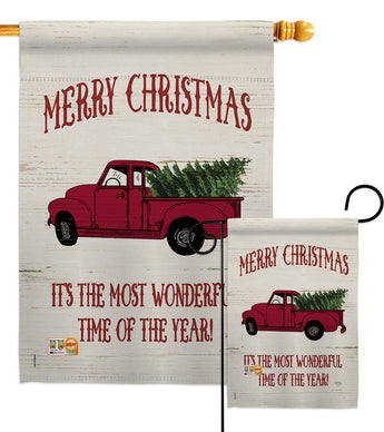 Merry Christmas Vintage Truck - Christmas Winter Vertical Impressions Decorative Flags HG114170 Made In USA