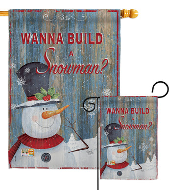 Build a Snowman - Christmas Winter Vertical Impressions Decorative Flags HG114176 Made In USA