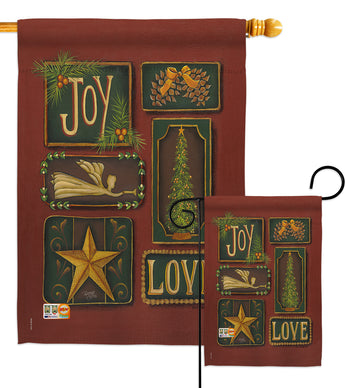 Joy and Love - Christmas Winter Vertical Impressions Decorative Flags HG114184 Made In USA