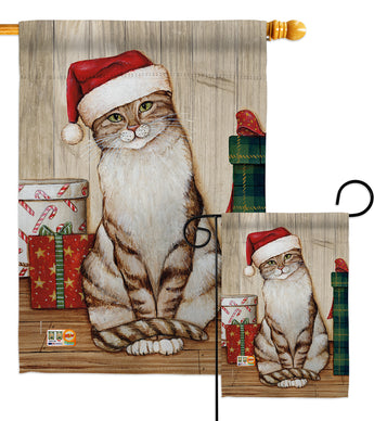 Christmas Kitty - Christmas Winter Vertical Impressions Decorative Flags HG114192 Made In USA