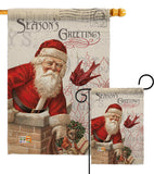 Antique Santa Holiday - Christmas Winter Vertical Impressions Decorative Flags HG114194 Made In USA