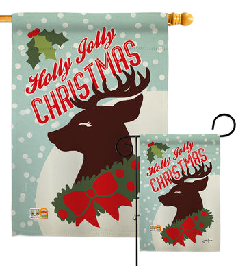 Holly Jolly Christmas - Christmas Winter Vertical Impressions Decorative Flags HG114197 Made In USA