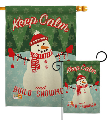 Keep Calm Build Snowmen - Christmas Winter Vertical Impressions Decorative Flags HG114198 Made In USA