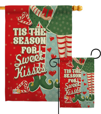 Season Sweet Kisses - Christmas Winter Vertical Impressions Decorative Flags HG114199 Made In USA