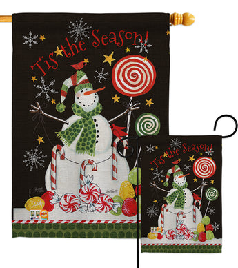 Sweet Snowmen - Christmas Winter Vertical Impressions Decorative Flags HG114204 Made In USA