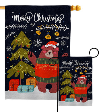 Christmas Daning Bear - Christmas Winter Vertical Impressions Decorative Flags HG130289 Made In USA