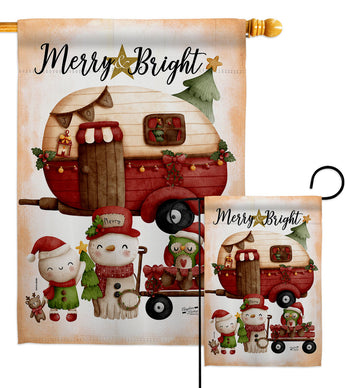 Winter Camping Bright - Christmas Winter Vertical Impressions Decorative Flags HG130302 Made In USA