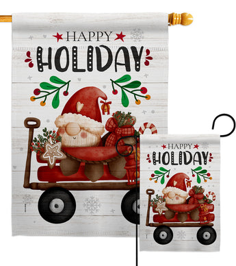 Winter Gnome Wagon - Christmas Winter Vertical Impressions Decorative Flags HG130305 Made In USA