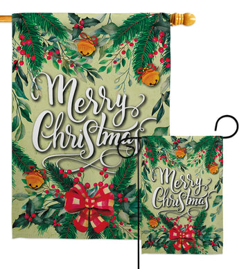 Merry Chistmas - Christmas Winter Vertical Impressions Decorative Flags HG137285 Made In USA