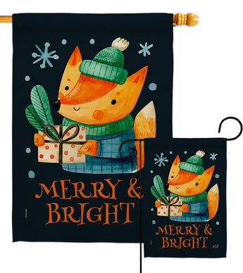 Merry & Bright - Christmas Winter Vertical Impressions Decorative Flags HG137360 Made In USA