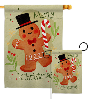 Mr Gingerbread - Christmas Winter Vertical Impressions Decorative Flags HG137611 Made In USA
